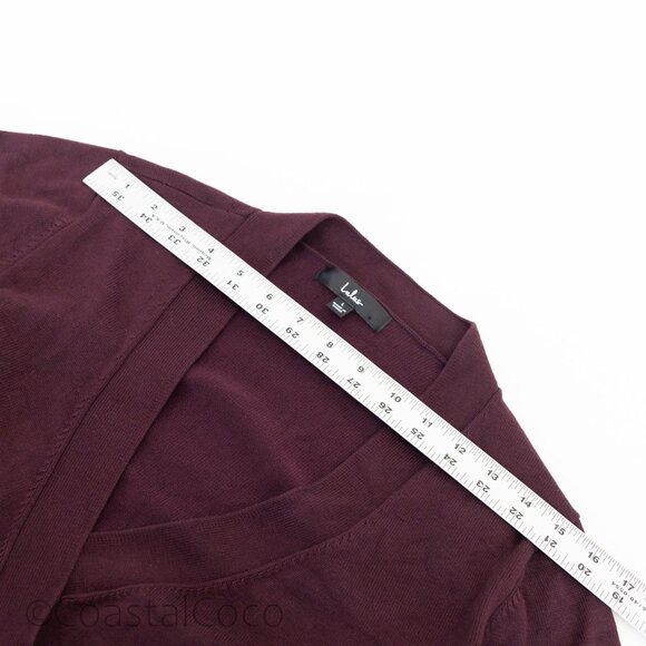 Lulus Literary Lover Plum Burgundy Wrap Sweater Dress L Stretchy Office Comfort - Picture 6 of 10